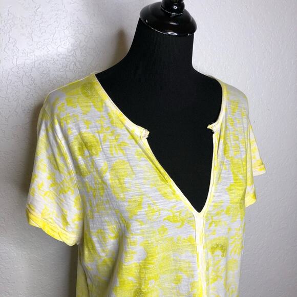 Anthropologie Pilcro yellow white floral v neck knit top size Extra Large XL - Picture 2 of 15